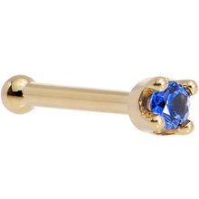Load image into Gallery viewer, Solid 14K Yellow Gold 1.5mm Genuine Blue Sapphire Nose Stud Ring
