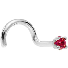 Load image into Gallery viewer, Solid 14K White Gold 1.5mm Diamond Cut Genuine Ruby Nose Ring
