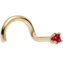 Load image into Gallery viewer, Solid 14K Yellow Gold 1.5mm Diamond Cut Genuine Ruby Nose Ring
