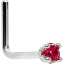 Load image into Gallery viewer, Solid 14K White Gold 1.5mm Diamond Cut Genuine Ruby Nose Ring
