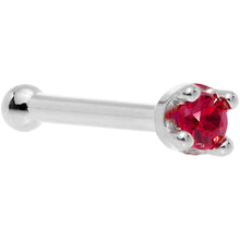 Load image into Gallery viewer, Solid 14K White Gold 1.5mm Diamond Cut Genuine Ruby Nose Ring
