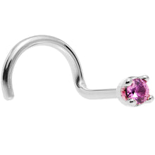 Load image into Gallery viewer, Solid 14K White Gold 1.5mm Genuine Pink Sapphire Nose Ring

