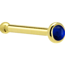 Load image into Gallery viewer, Solid 14K Yellow Gold 2mm Genuine Sapphire Nose Ring
