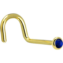 Load image into Gallery viewer, Solid 14K Yellow Gold 2mm Genuine Sapphire Nose Ring
