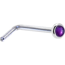 Load image into Gallery viewer, Solid 14K White Gold 2mm Genuine Amethyst Nose Ring
