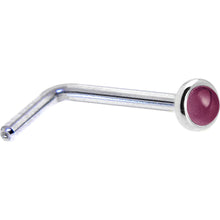 Load image into Gallery viewer, Solid 14K White Gold 2mm Genuine Raspberry Rhodolite Garnet Nose Ring
