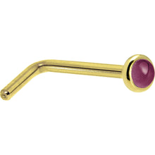 Load image into Gallery viewer, Solid 14K Yellow Gold 2mm Genuine Raspberry Rhodolite Garnet Nose Ring
