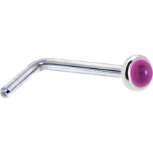 Load image into Gallery viewer, Solid 14K White Gold 2mm Genuine Pink Garnet Nose Ring
