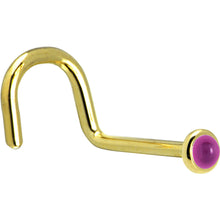 Load image into Gallery viewer, Solid 14K Yellow Gold 2mm Genuine Pink Garnet Nose Ring

