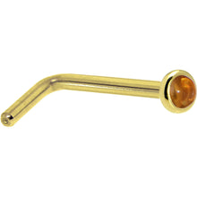 Load image into Gallery viewer, Solid 14K Yellow Gold  2mm Genuine Citrine Saffron Nose Ring
