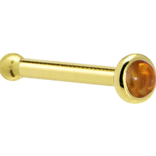 Load image into Gallery viewer, Solid 14K Yellow Gold  2mm Genuine Citrine Saffron Nose Ring

