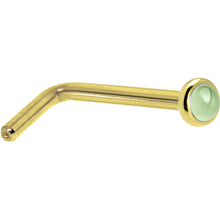 Load image into Gallery viewer, Solid 14K Yellow Gold 2mm Genuine Peridot Nose Ring
