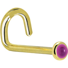 Load image into Gallery viewer, Solid 14K Yellow Gold 2mm Genuine Pink Garnet Nose Ring
