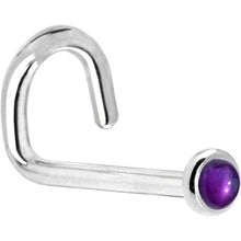 Load image into Gallery viewer, Solid 14K White Gold 2mm Genuine Amethyst Nose Ring
