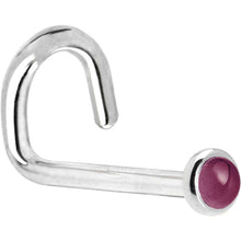 Load image into Gallery viewer, Solid 14K White Gold 2mm Genuine Raspberry Rhodolite Garnet Nose Ring
