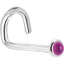 Load image into Gallery viewer, Solid 14K White Gold 2mm Genuine Pink Garnet Nose Ring
