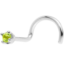 Load image into Gallery viewer, Solid 14K White Gold 1.5mm Genuine Peridot Nose Ring
