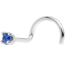 Load image into Gallery viewer, Solid 14K White Gold 1.5mm Genuine Blue Sapphire Nose Stud Ring
