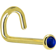Load image into Gallery viewer, Solid 14K Yellow Gold 2mm Genuine Sapphire Nose Ring
