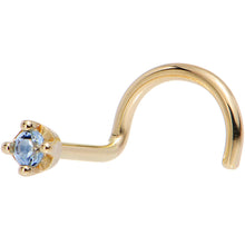 Load image into Gallery viewer, Solid 14K Yellow Gold 1.5mm Genuine Topaz Nose Ring
