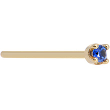 Load image into Gallery viewer, Solid 14K Yellow Gold 1.5mm Genuine Blue Sapphire Nose Stud Ring
