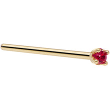Load image into Gallery viewer, Solid 14K Yellow Gold 1.5mm Diamond Cut Genuine Ruby Nose Ring
