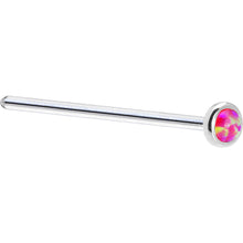 Load image into Gallery viewer, Solid 14K White Gold 2mm Brilliant Pink Synthetic Opal Nose Ring
