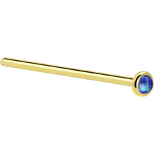 Load image into Gallery viewer, Solid 14K Yellow Gold 2mm Dark Blue Synthetic Opal Nose Ring
