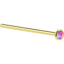 Load image into Gallery viewer, Solid 14K Yellow Gold 2mm Fuchsia Synthetic Opal Nose Ring
