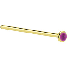 Load image into Gallery viewer, Solid 14K Yellow Gold 2mm Genuine Pink Garnet Nose Ring
