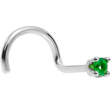 Load image into Gallery viewer, Solid 14K White Gold 1.5mm Genuine Emerald Nose Ring
