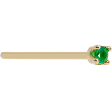 Load image into Gallery viewer, Solid 14K Yellow Gold 1.5mm Genuine Emerald Nose Ring
