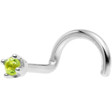 Load image into Gallery viewer, Solid 14K White Gold 1.5mm Genuine Peridot Nose Ring
