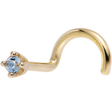 Load image into Gallery viewer, Solid 14K Yellow Gold 1.5mm Genuine Topaz Nose Ring
