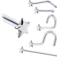 Load image into Gallery viewer, Solid 14K White Gold Star Nose Ring
