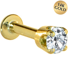 Load image into Gallery viewer, 16G Solid 14K Yellow Gold 3mm Cubic Zirconia Tragus Earring Stud
