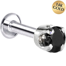 Load image into Gallery viewer, 16G Solid 14K White Gold 3mm Black Cubic Zirconia Tragus Earring Stud
