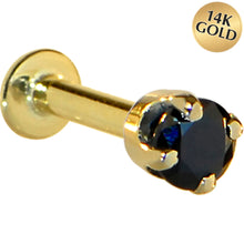 Load image into Gallery viewer, 16G Solid 14K Yellow Gold 3mm Black Cubic Zirconia Tragus Earring Stud
