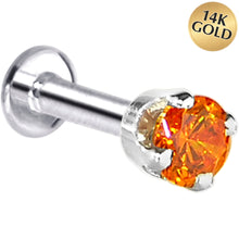 Load image into Gallery viewer, 16G Solid 14K White Gold 3mm Orange Cubic Zirconia Tragus Earring Stud
