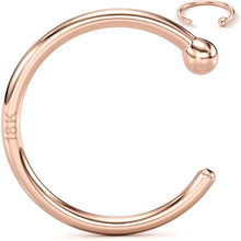 Load image into Gallery viewer, 20G 3/8 Solid 18K Rose Gold Nose Hoop
