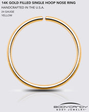 Load image into Gallery viewer, Single Hoop Nose 14k Yellow Gold Filled Nose Hoop Ring
