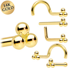 Load image into Gallery viewer, 14k Yellow Gold 3mm Trinity Nose Ring
