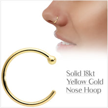 Load image into Gallery viewer, 20G 5/16 Solid 18K Yellow Gold Nose Hoop
