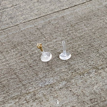 Load image into Gallery viewer, 16G 1/4 Solid 14K Yellow Gold 1.5mm CZ Bioplast Push in Cartilage Earring
