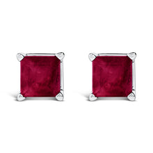 Load image into Gallery viewer, 14K White Gold 5x5MM Princess Cut Purple Amethyst Solitaire Stud Earrings
