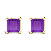 Load image into Gallery viewer, 14K White Gold 5x5MM Princess Cut Purple Amethyst Solitaire Stud Earrings
