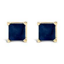 Load image into Gallery viewer, 14K White Gold 5x5MM Princess Cut Purple Amethyst Solitaire Stud Earrings
