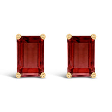 Load image into Gallery viewer, 14K White Gold 6x4MM Emerald Shaped Amethyst Solitaire Stud Earrings
