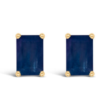 Load image into Gallery viewer, 14K White Gold 6x4MM Emerald Shaped Amethyst Solitaire Stud Earrings
