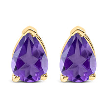 Load image into Gallery viewer, 14K White Gold 6x4MM Pear Shaped Purple Amethyst Solitaire Stud Earrings
